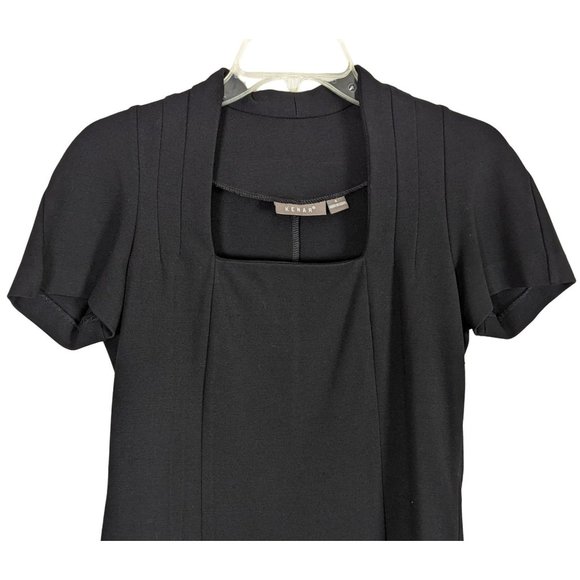 Kenar cap sleeve square neck stretch sheath career black dress size 4 - Picture 3 of 7